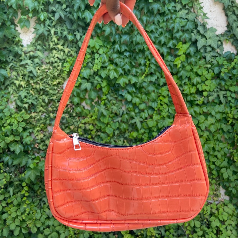 ORANGE CROCODILE PRINT BAG